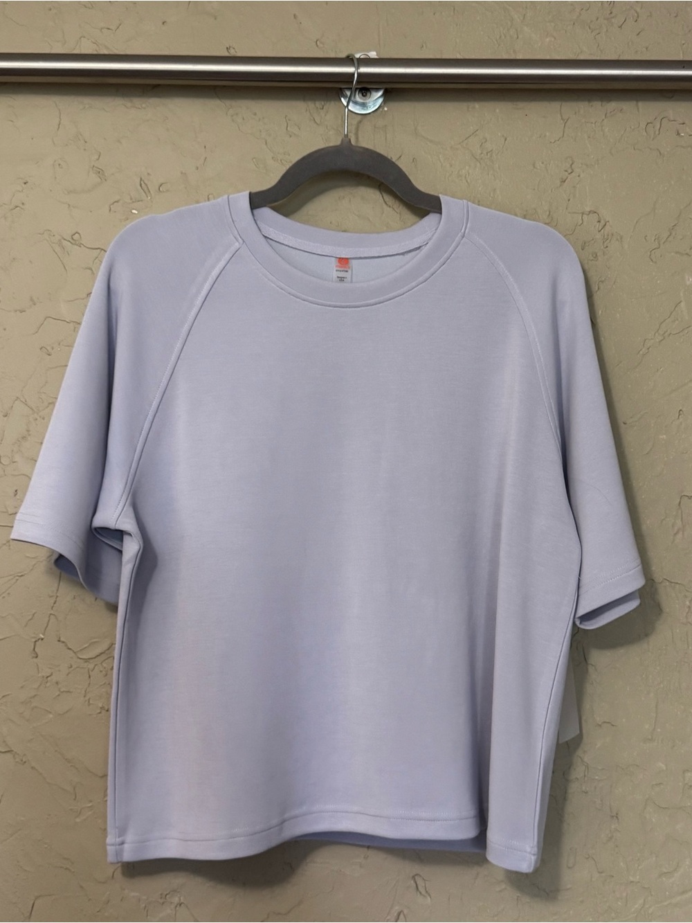 Mono B Blue Gray Modal Blend Raglan Short Sleeve Top Size L NWT